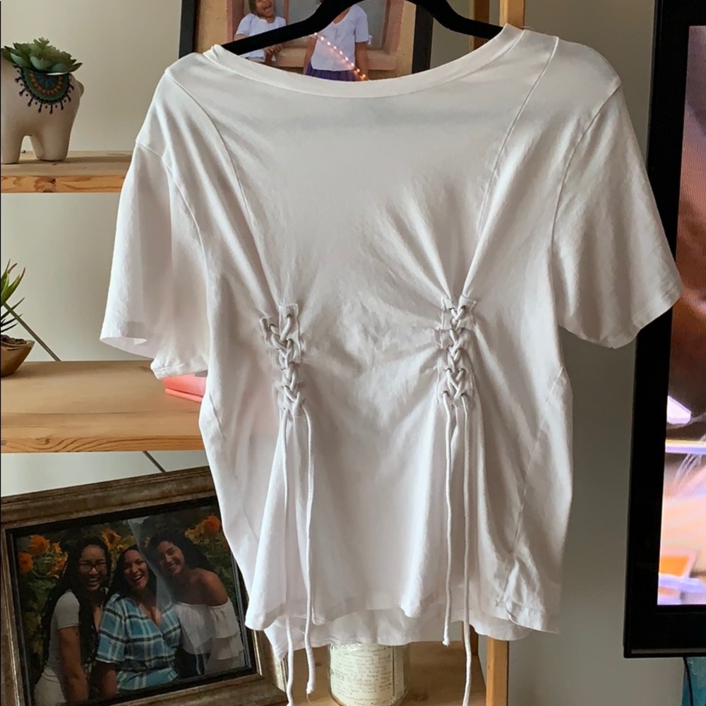 White T Shirt w/ Front Laces